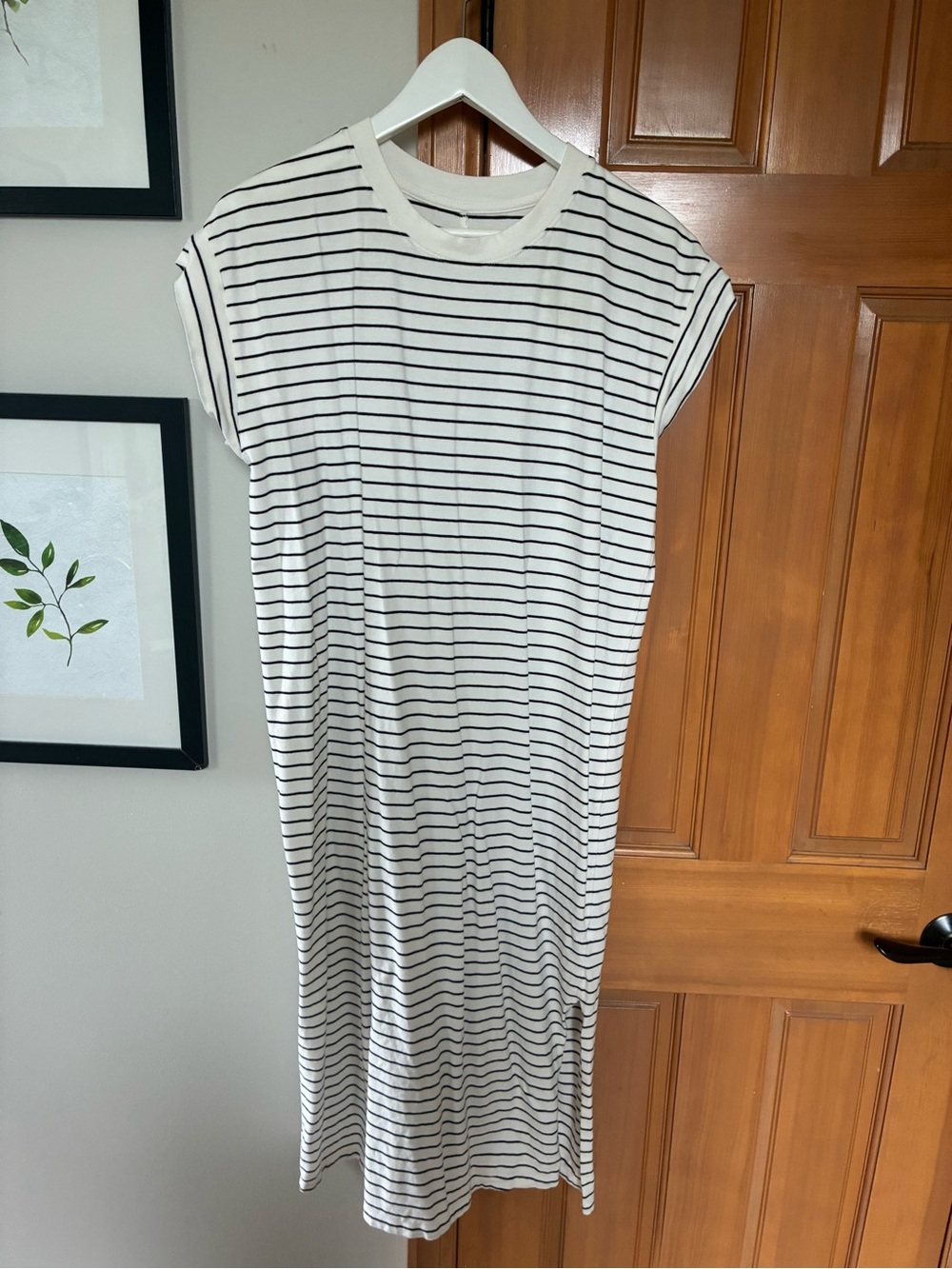 a new day White and Black Striped Midi Dress
